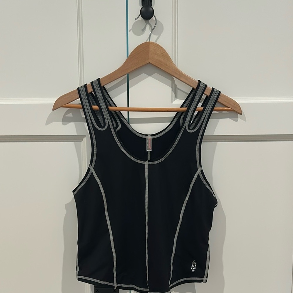 FP Movement by Free People Black Fitted Crop Tank Top